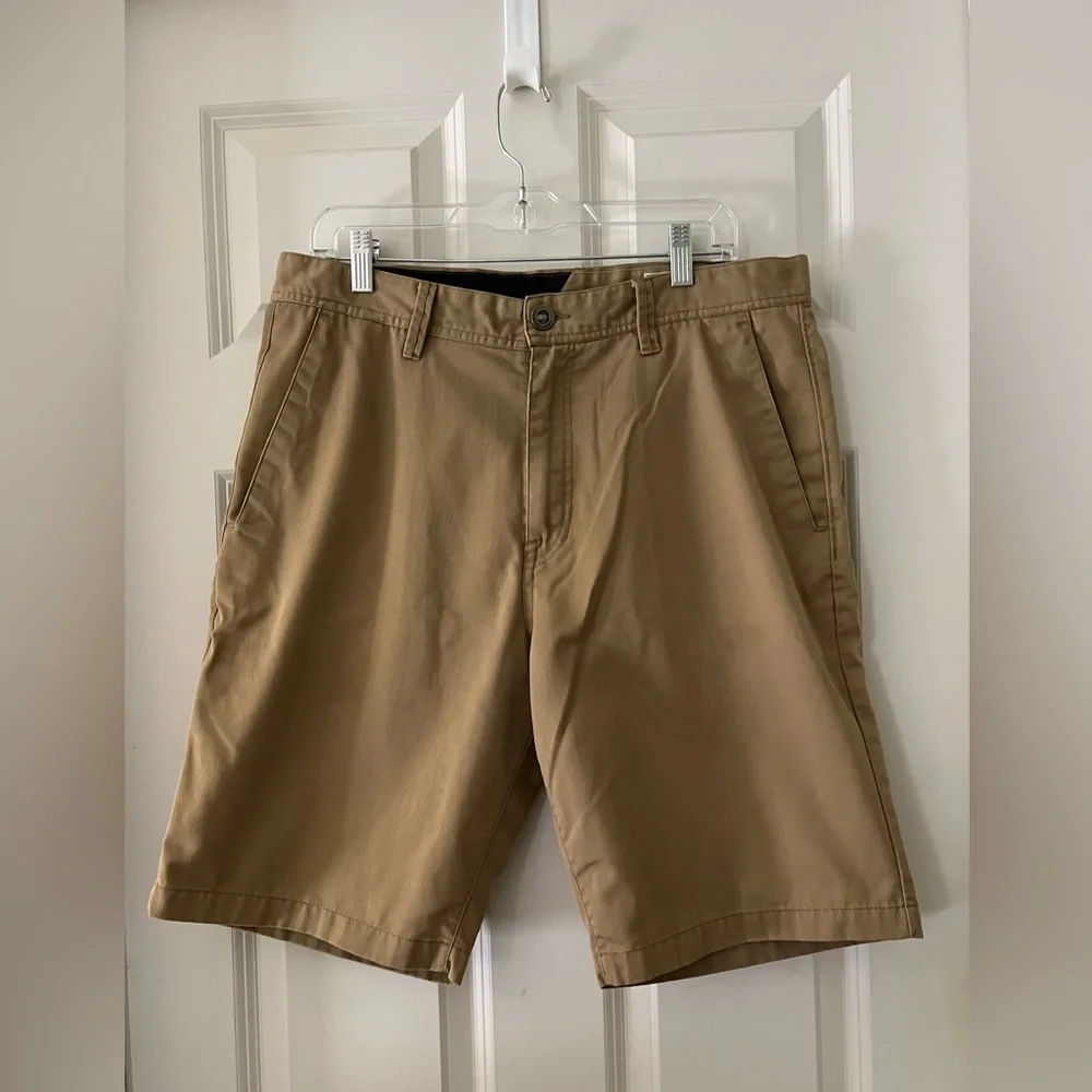 Mens Volcom True to This Khaki Chino Flat Front Shorts Size 34 11